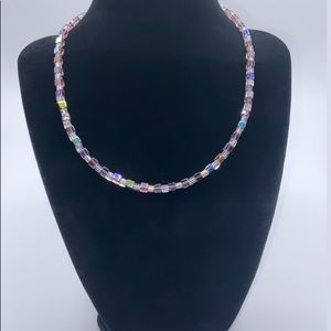 Glass Handmade Cube Bead Necklace